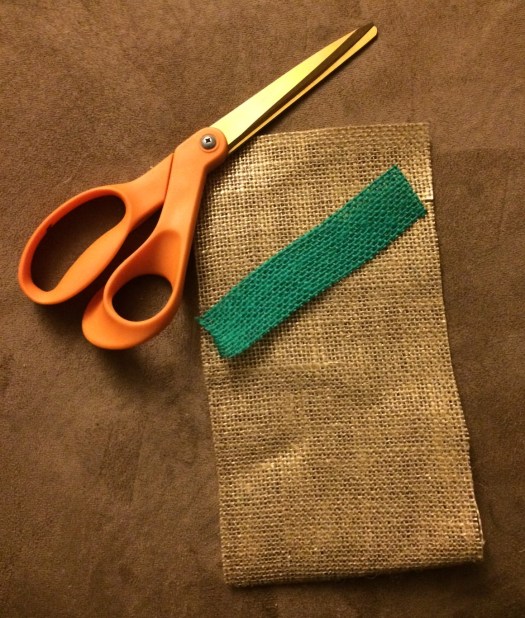 Your strips don't have to be perfect, so don't worry if the burlap frays
